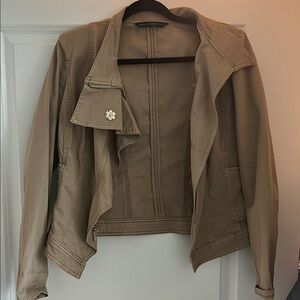 White House Black Market Tan Leather Jacket Modern Minimalist Design